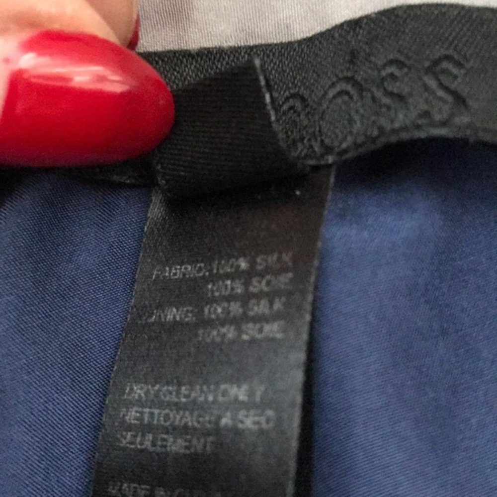 Ella Moss one shoulder navy blue silk bubble hem dress - Picture 9 of 9